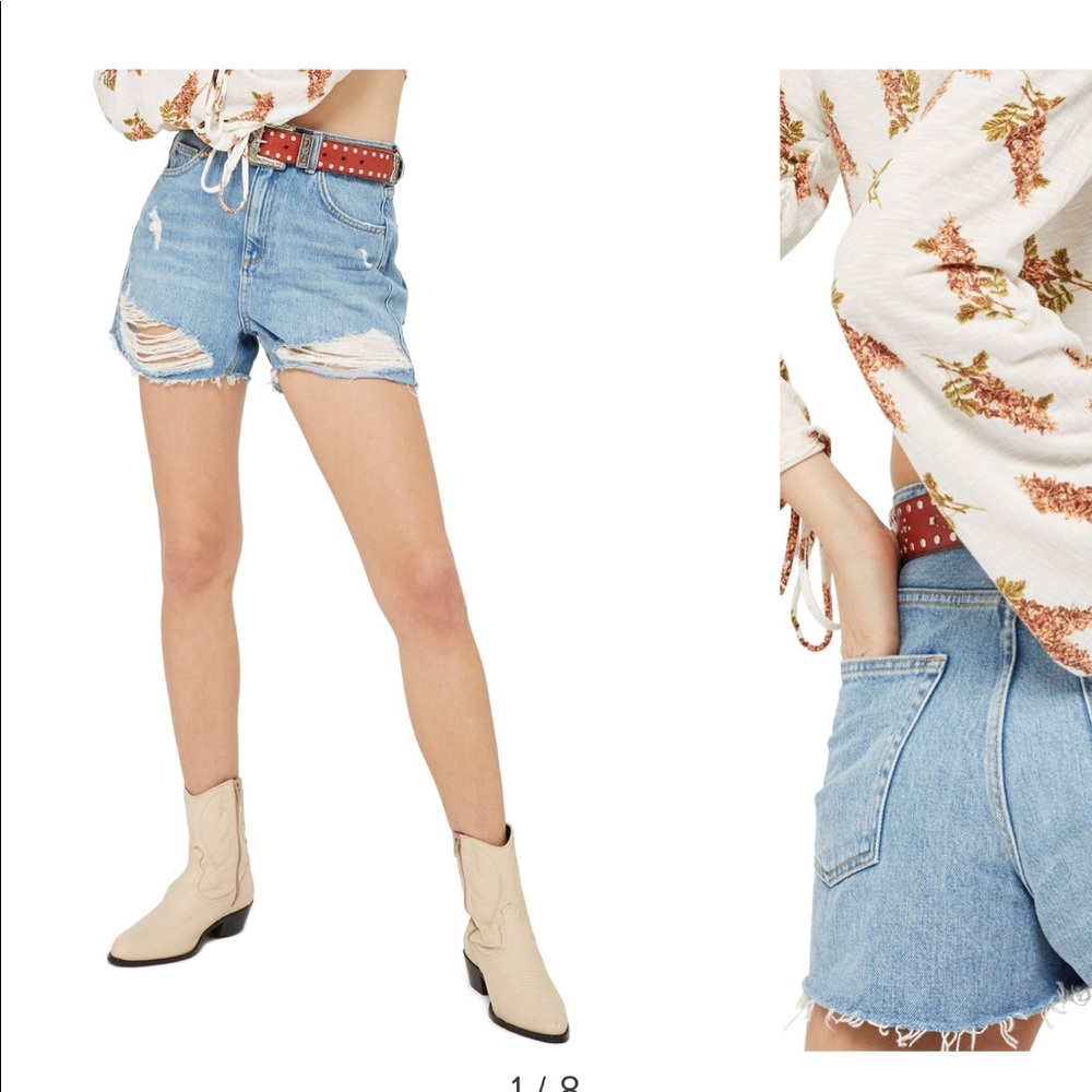 TOP SHOP DISTRESSED MOM SHORTS